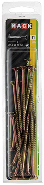 Mack 1018025 - spaanplschr.vzkop-zelfb. geelverz. 20 st 5,0 x 80 mm | 5 stuks