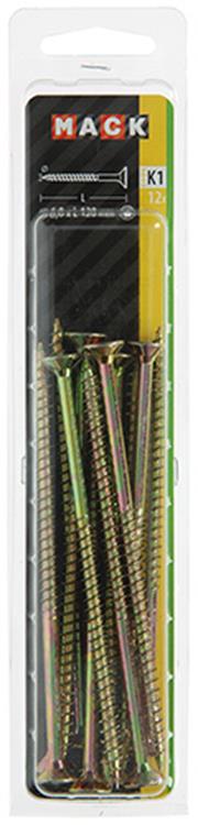 Afbeelding laden in galerijviewer, Mack 1018030 - spaanplschr.vzkop-zelfb. geelverz. 12 st 6,0 x 120 mm | 5 stuks
