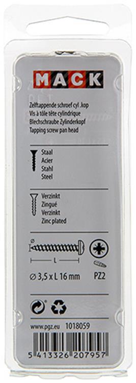 Mack 1018059 - zelftappende schroef cylkop verz. 74 st 3,5 x 16 mm | 10 stuks