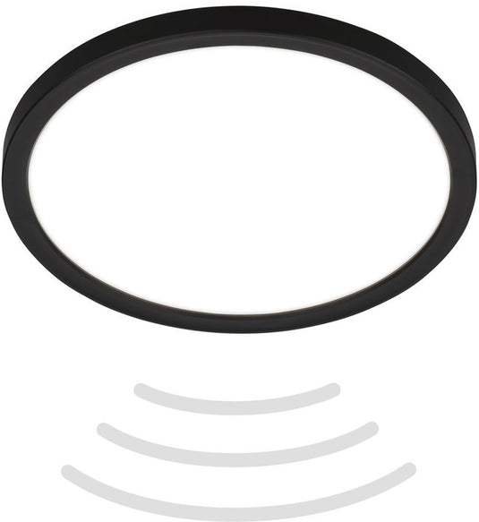B.k.licht move - led badkamerverlichting - plafondlamp met bewegingsmelder - plafonniere met indirect licht - ø24 cm - zwart
