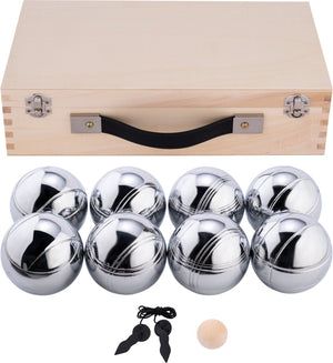 Engelhart metalen jeu de boules - 8 ballen in houten kist - luxe set - pétanque - boules - metalen ballen - geschikt voor elke jeu de boules baan - longfield