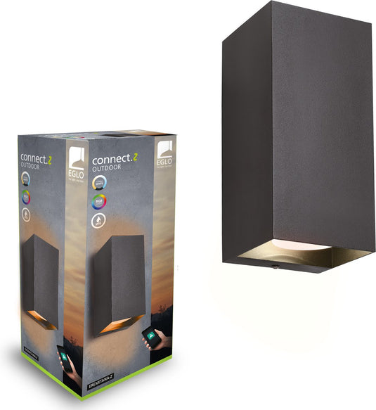 Eglo connect.z eremitana-z smart wandlamp buiten- gu10 - 24 cm - zwart - instelbaar rgb wit licht - dimbaar - zigbee