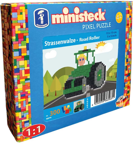Ministeck bouwvoertuig mozaïek set - road roller - kleine doos - 400 steentjes.
