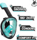 Sea turtle snorkelmasker - snorkel - duikbril - snorkelset - full face masker - volwassenen - zwart turquoise - s m