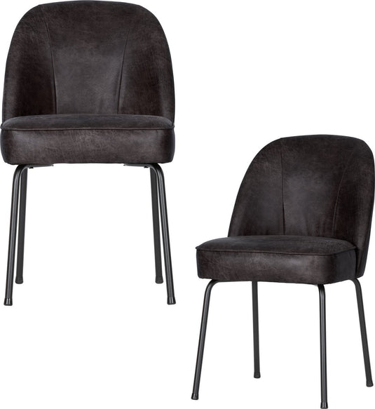 Woood vogue eetkamerstoelen - leer - zwart - set van 2