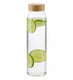 Alpina glazen waterfles drinkfles sportfles - helder transparant - met bamboe dop - 1000 ml