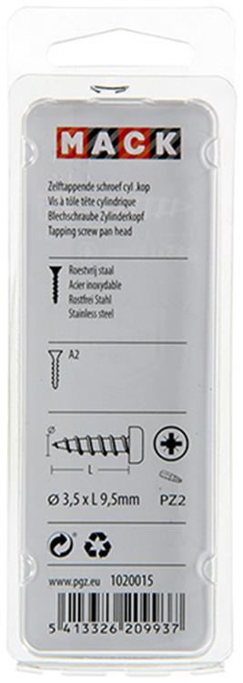 Afbeelding laden in galerijviewer, Mack 1020015 - zelftappende schroef cyl.kop a2 70 st 3,5 x 9,5 mm | 5 stuks
