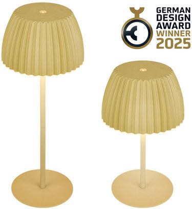 B.k.licht briloner champ - oplaadbare tafellamp - snoerloze lamp - met touch dimbaar - voor binnen en buiten - german design award winner 2025 - limoengroen - ø14,5 x 36,5 cm