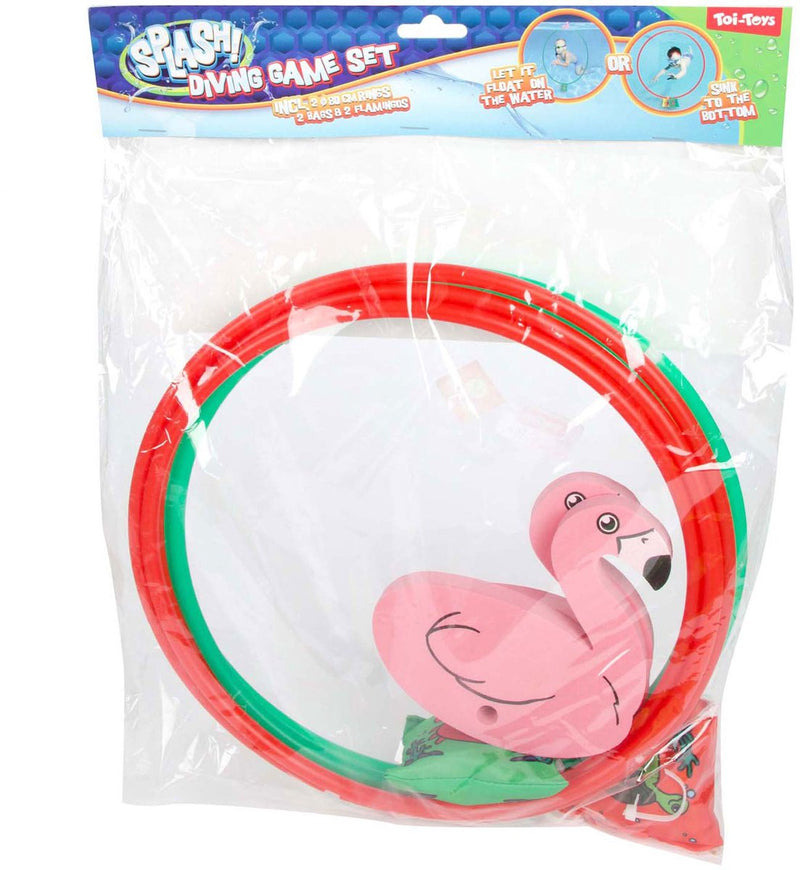 Afbeelding laden in galerijviewer, Splash flamingo duikring 80cm, set van 2
