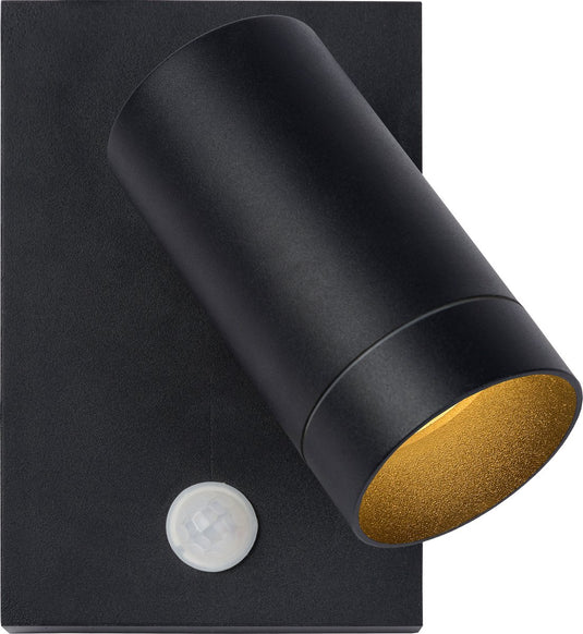Lucide taylor - wandspot wandlamp binnen buiten - 1xgu10 - ip54 - bewegingssensor - zwart