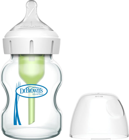 Dr. brown's options+ anti-colic babyfles - brede halsfles - glas - 150ml