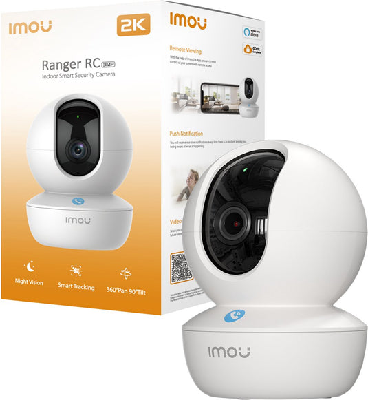 Imou ranger rc 2k slimme binnen beveiligingscamera – 3mp 2k – 360° draaibaar – dual band wifi (2.4 5ghz) – lan