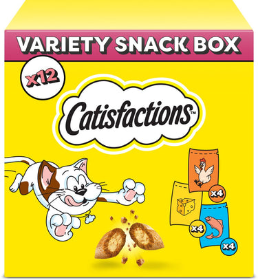 Catisfactions kattensnacks - variety snack box - kip kaas zalm - 12x60g