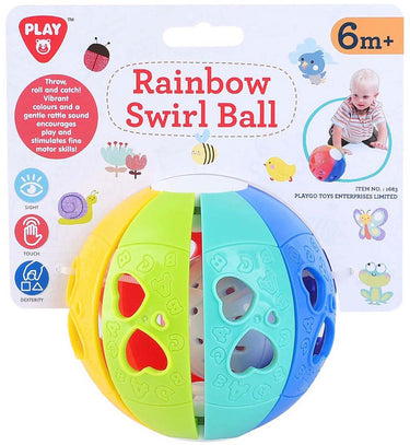 Playgo play regenboog speelbal met ratelgeluid voor baby's en peuters.
