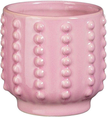 Mica decorations bloempot boaz - gebobbeld - roze - 16 x 18 cm