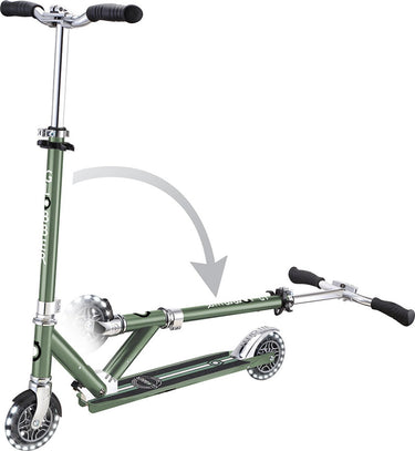 Globber kinderstep - flow - groen chrome - lichtgevende wielen - vouwbaar - vanaf 5 jaar