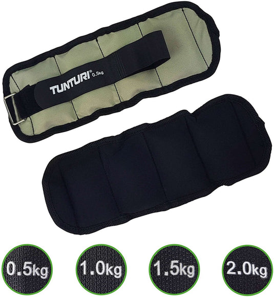 Tunturi enkelgewichten en polsgewichten - gewichten - 2 x 0.5kg - grijs