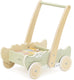 Polarb houten loopwagen krokodil – blokkenwagen met 40 blokken – looptrainer met snelheidscontrole (12+ mnd)