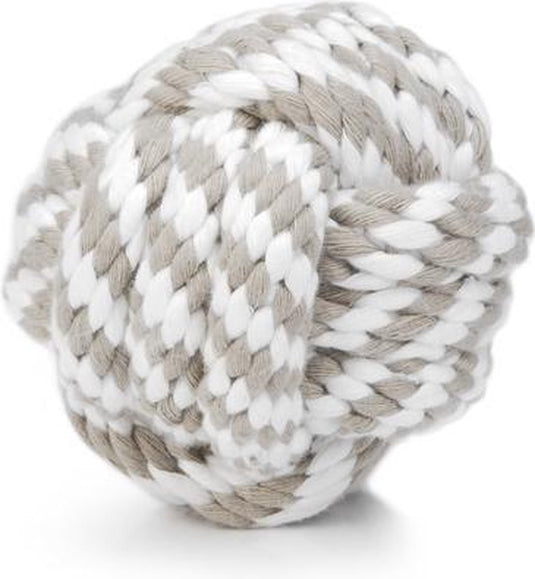 Beeztees touwbal - hondenspeelgoed - beige wit - 10 cm
