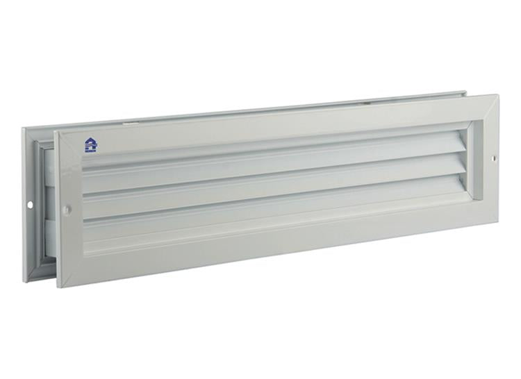 Afbeelding laden in galerijviewer, Renson 1006215 - deurrooster 461 alu ral 9010 425x76mm | 2 stuks
