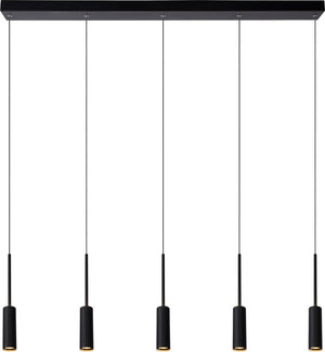Lucide tubule - hanglamp - led - 5x7w 2700k - zwart