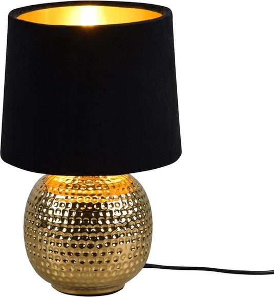 Rl live your light reality sophia - tafellamp - goud - excl. 1x e14 40w - snoerschakelaar - zwarte kap