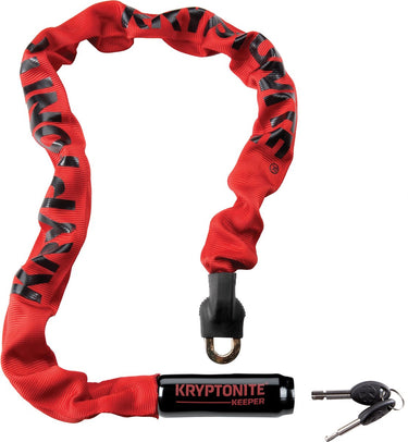 Kryptonite keeper 785-ketting met geïntegreerd slot – kettingslot fiets – fietsslot met ketting voor elektrische fiets – 85 cm – staal – rood