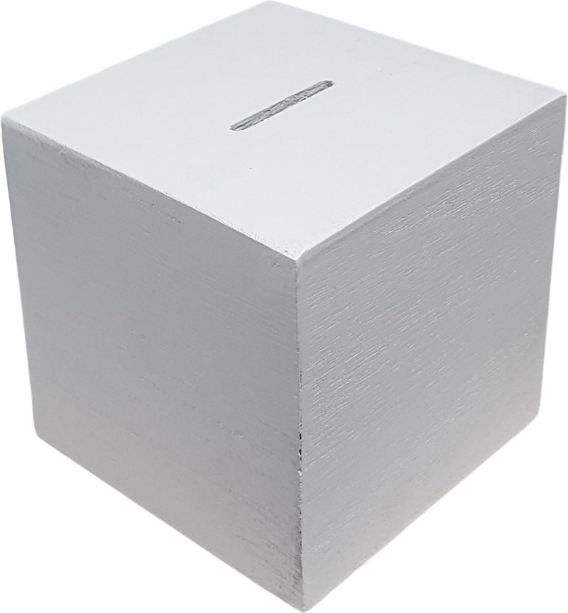 Afbeelding laden in galerijviewer, Creativ company houten spaarpot vierkant - wit - l 8,7 cm x b 8,5 cm x h 8,6 cm
