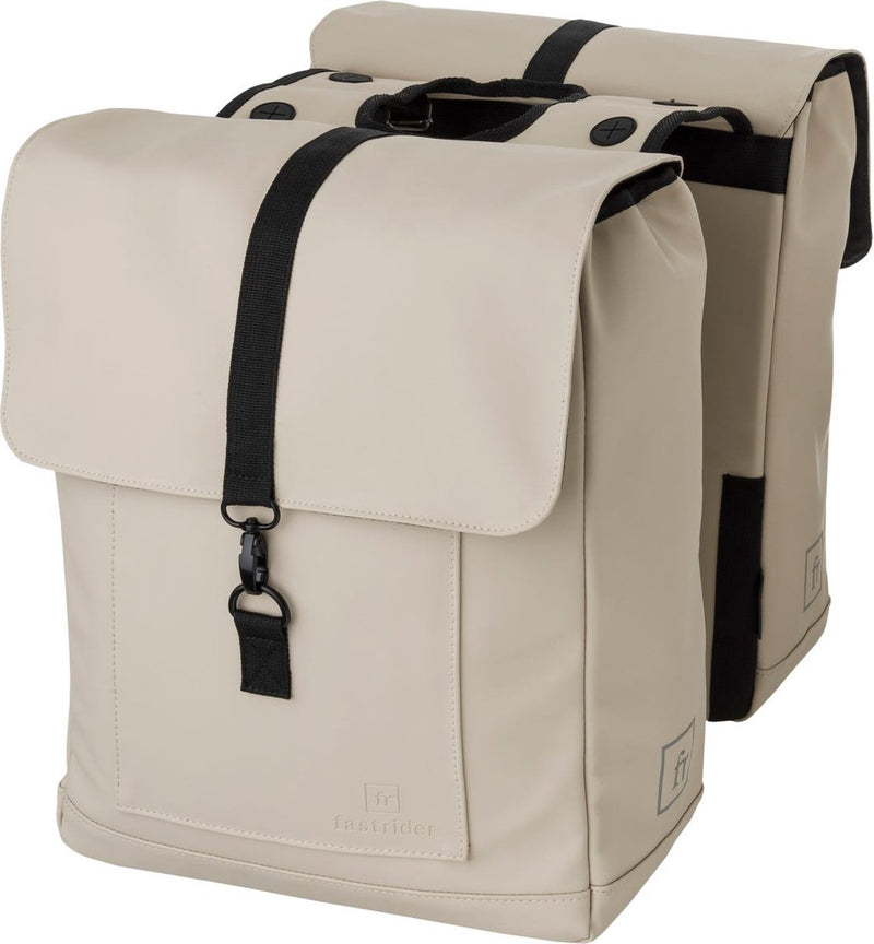 Afbeelding laden in galerijviewer, Fastrider jaxx ii dubbele fietstas – mik-compatibel – 28l – waterafstotend – incl. laptopvak – taupe
