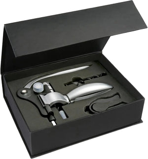 5five luxe wijnopener set - rvs - 3-delig - cadeauset - kurkentrekker flessenopenerpener - sommelier mes - wijn