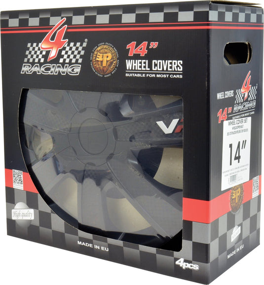 wieldoppen VR Carbon 14 inch ABS zwart set van 4