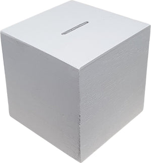 Creativ company houten spaarpot vierkant - wit - l 8,7 cm x b 8,5 cm x h 8,6 cm
