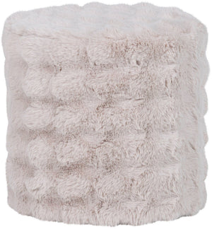 Woood olven poef hoog - fluffy stof - naturel - 46x46x46