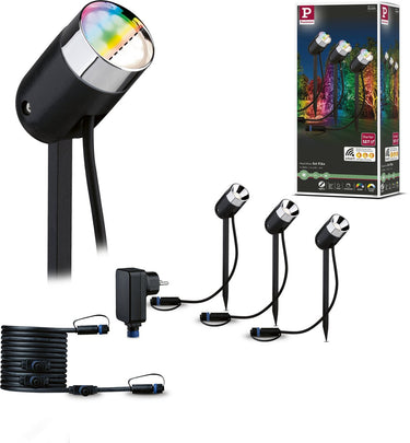 Paulmann plug shine led-tuinspots smart home zigbee 3.0 pike basisset ip65 rgbw+ 3x4,2w 21va antraciet