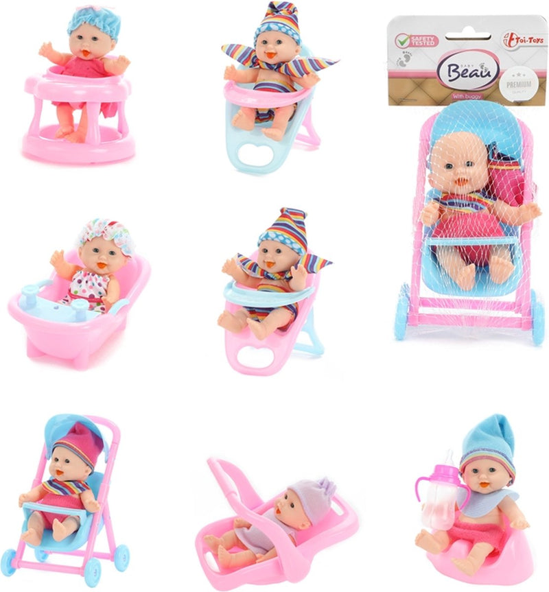Afbeelding laden in galerijviewer, Beau-beau baby beau mini babypop zittend, 12cm
