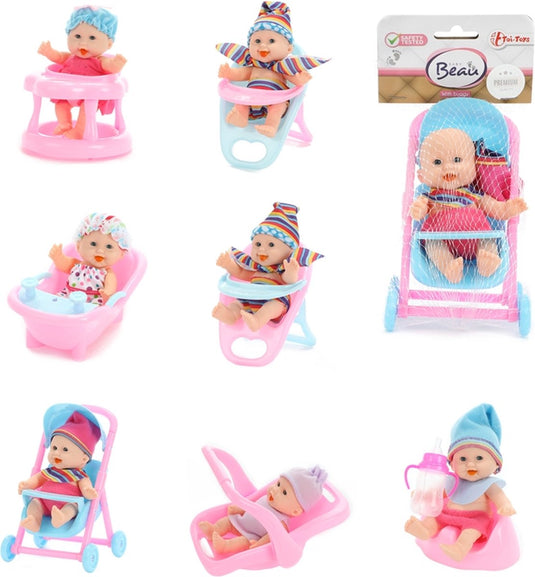 Beau-beau baby beau mini babypop zittend, 12cm