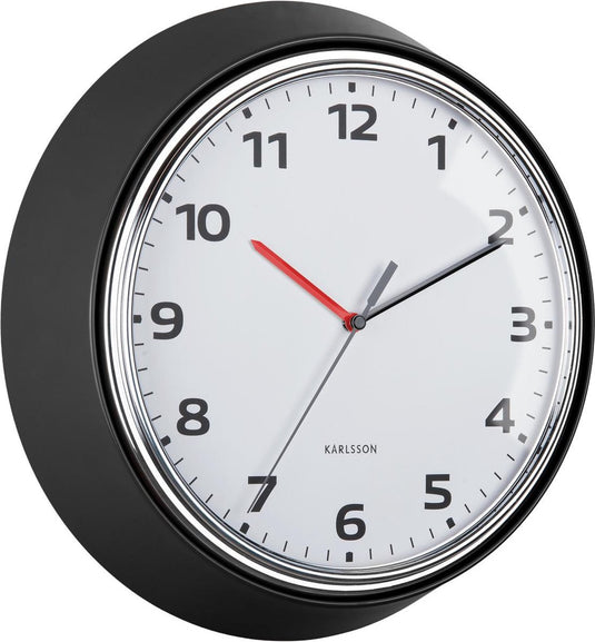 Karlsson wandklok modern retro - zwart - ø34cm - wandklok retro