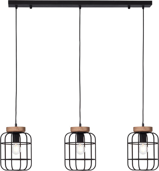 Brilliant gwen - hanglamp - e27 max 3x40w - zwart hout