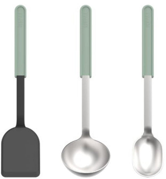 Mepal kookset 3-delig (spatel + roerlepel + opscheplepel) chef it - kookgerei met antiaanbaklaag - hittebestendig - vaatwasmachinebestendig - keukengerei - nordic sage