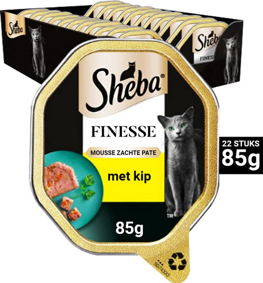 Sheba kattenvoer - finesse mousse - kip - kuipjes 22x85g