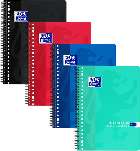 Oxford collegeblk oxf school a4 rt 10mm 23g 160pag ass | 10 stuks