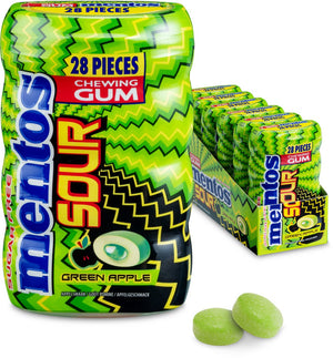 Mentos gum sour green apple - kauwgom - suikervrij - 6x28stuks