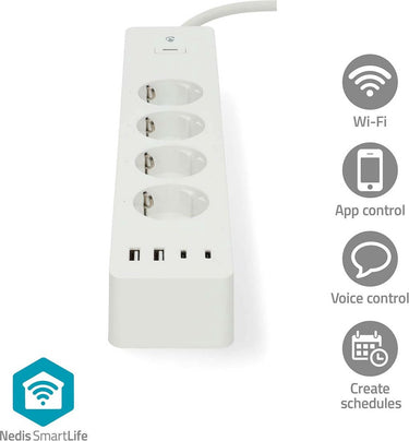 Nedis smartlife smart stekkerdoos – wifi – usb-a c – 3680w – 2m – wit
