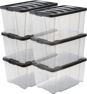 Iris handybox opbergbox - 45l - kunststof - transparant zwart - set van 6