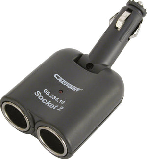 Carpoint 2-weg stekkerdoos 12 24v – sigarettenaansteker splitter – kantelbaar 90° – led indicatie – 5a – met zekering