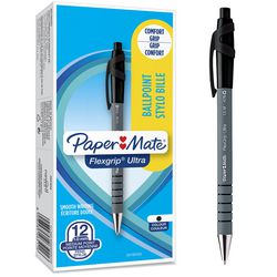 Bic balpen papermate flexgrip ultra zwart 0.42 mm 12 stuks