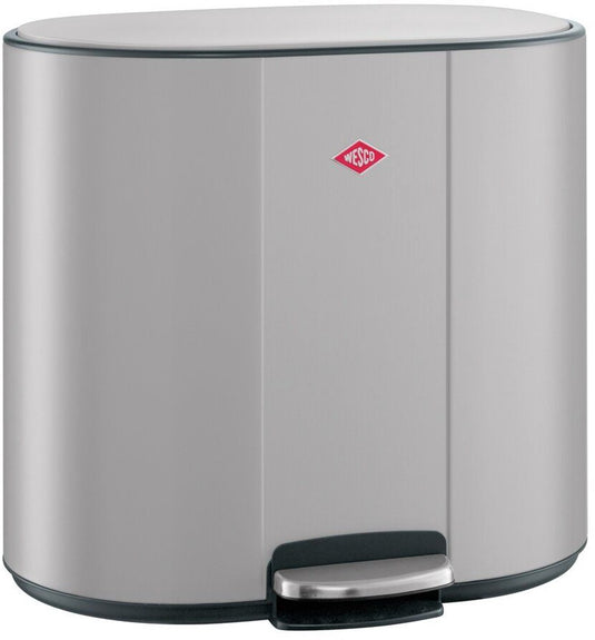 Wesco multicollector 3 prullenbak afvalscheiding (1x25 liter, 2x12 liter) | 49 liter | metaal - cool grijs mat | pedaalemmer met soft close en geurfilter