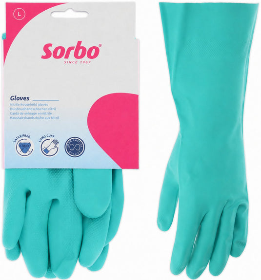 Sorbo nitril huishoudhandschoenen l - latexvrije schoonmaakhandschoenen - herbruikbaar - blauw