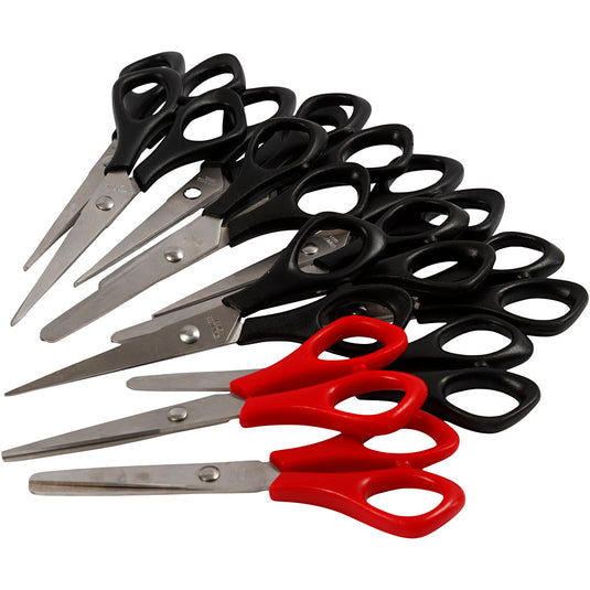 Schoolschaar, l: 14 cm, rechts- linkshandig, zwart, rood, 12 stuk 1 doos