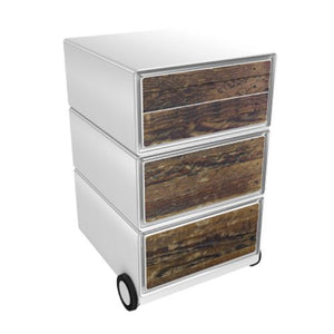 Mobiel ladeblok paperflow wood bruin, wit abs, polystyreen
